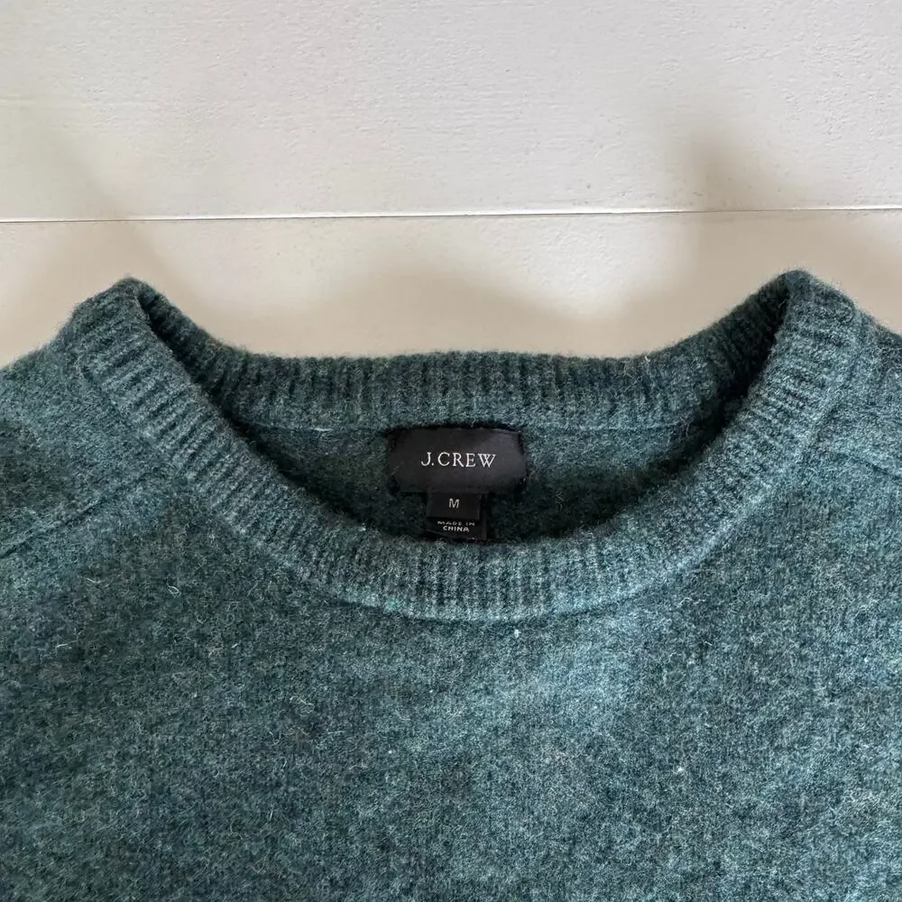 J. Crew Men's Forest Green 100% Lambswool Crewneck Sweater Size Medium 07939